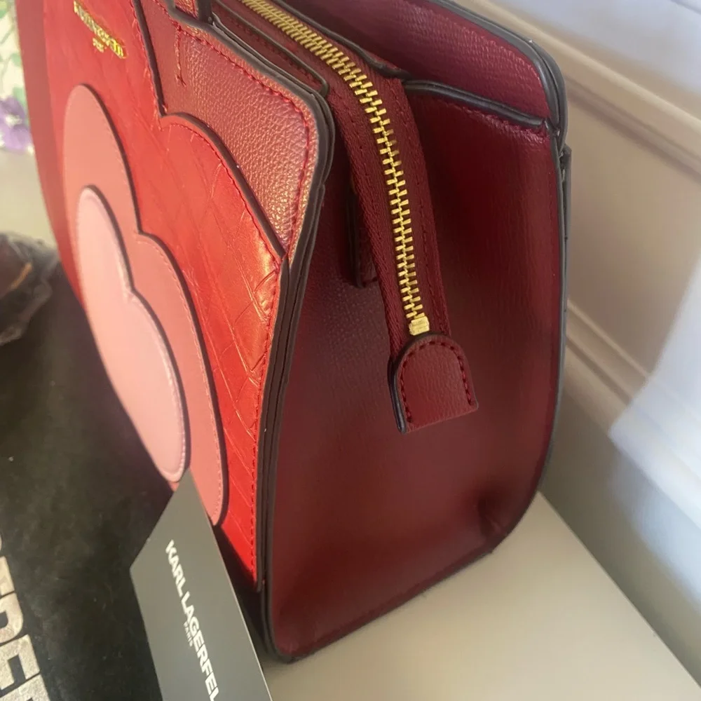 Karl Lagerfeld Red and Pink Heart Tote Bag - Picture 3 of 8